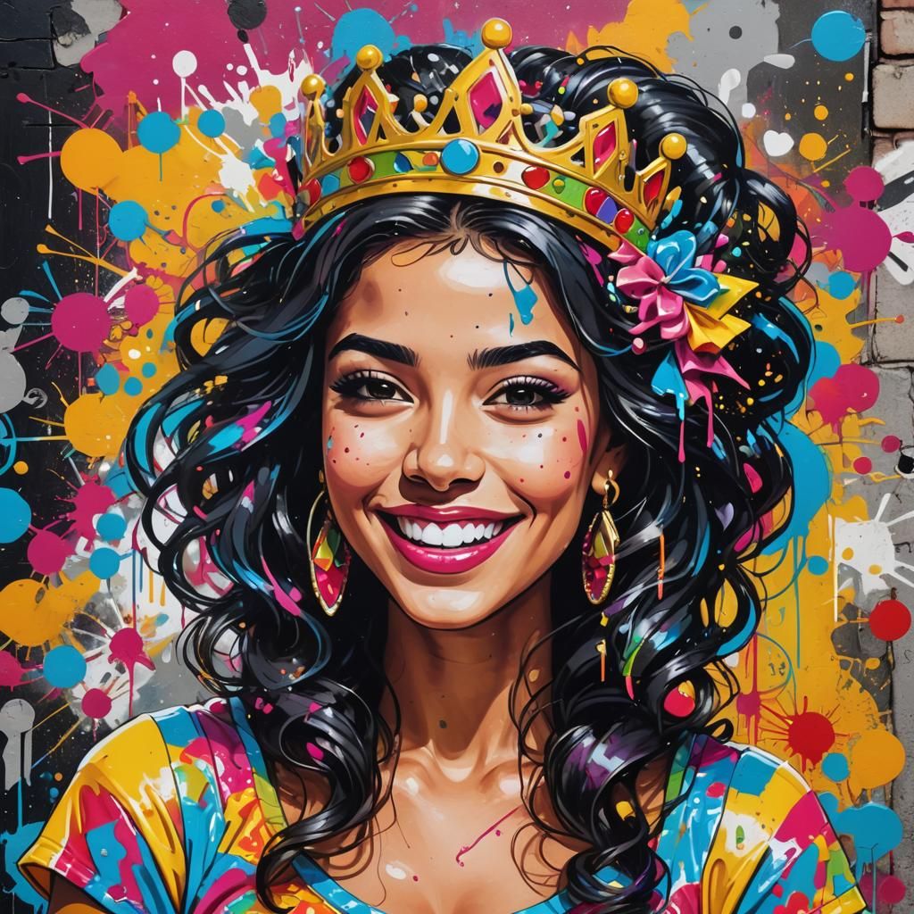 Pop Art Latina Princess in Graffiti Style