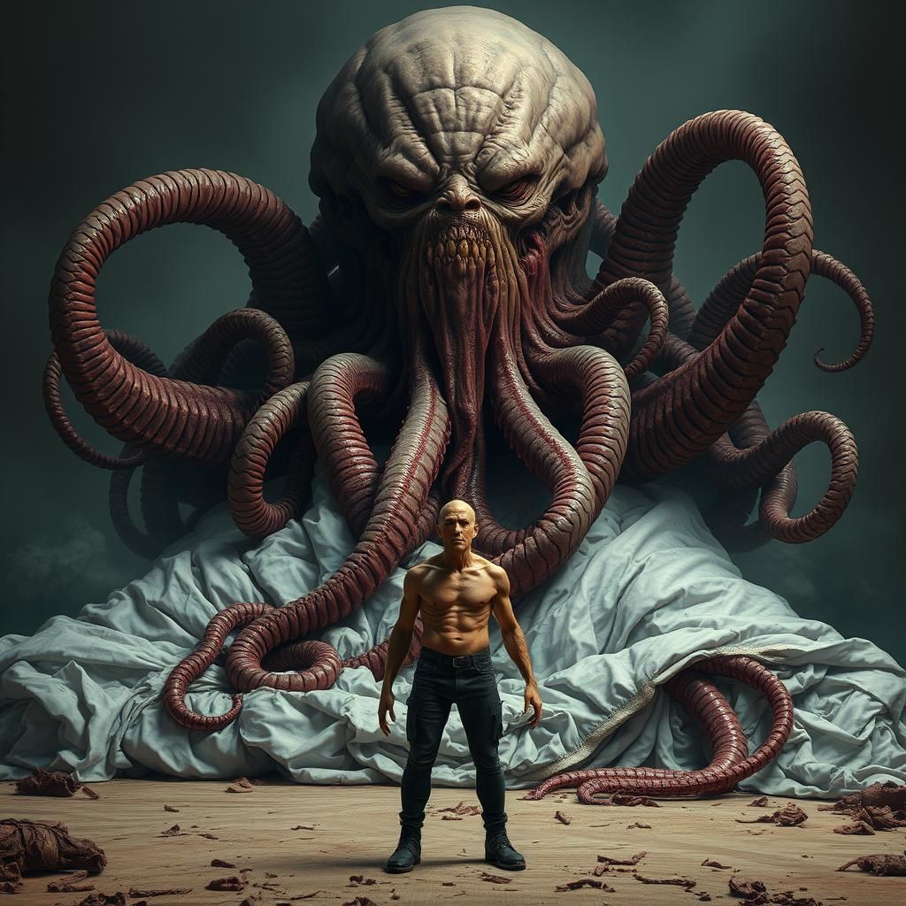 Terrifying Monstrosity Emerges: A Gothic Horror Scene