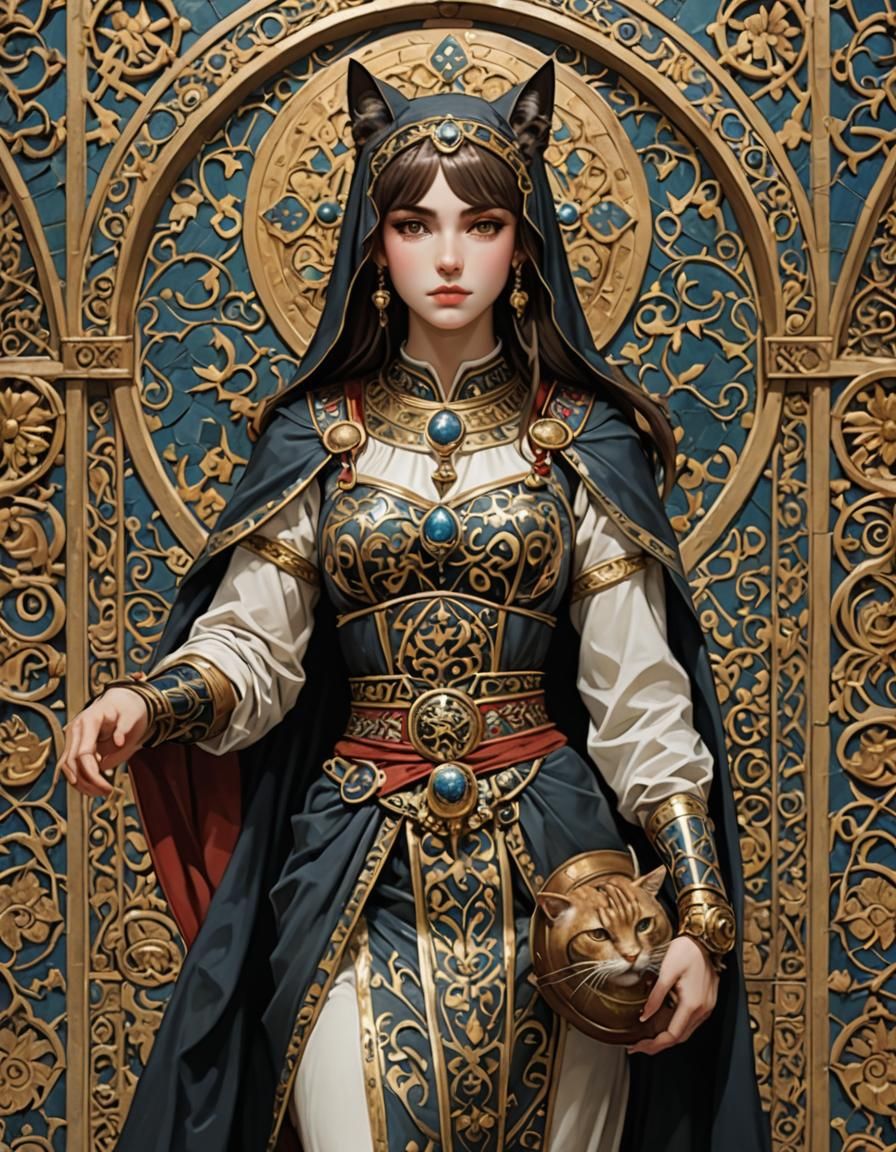 Catgirl in Contrasting Byzantine Art Style