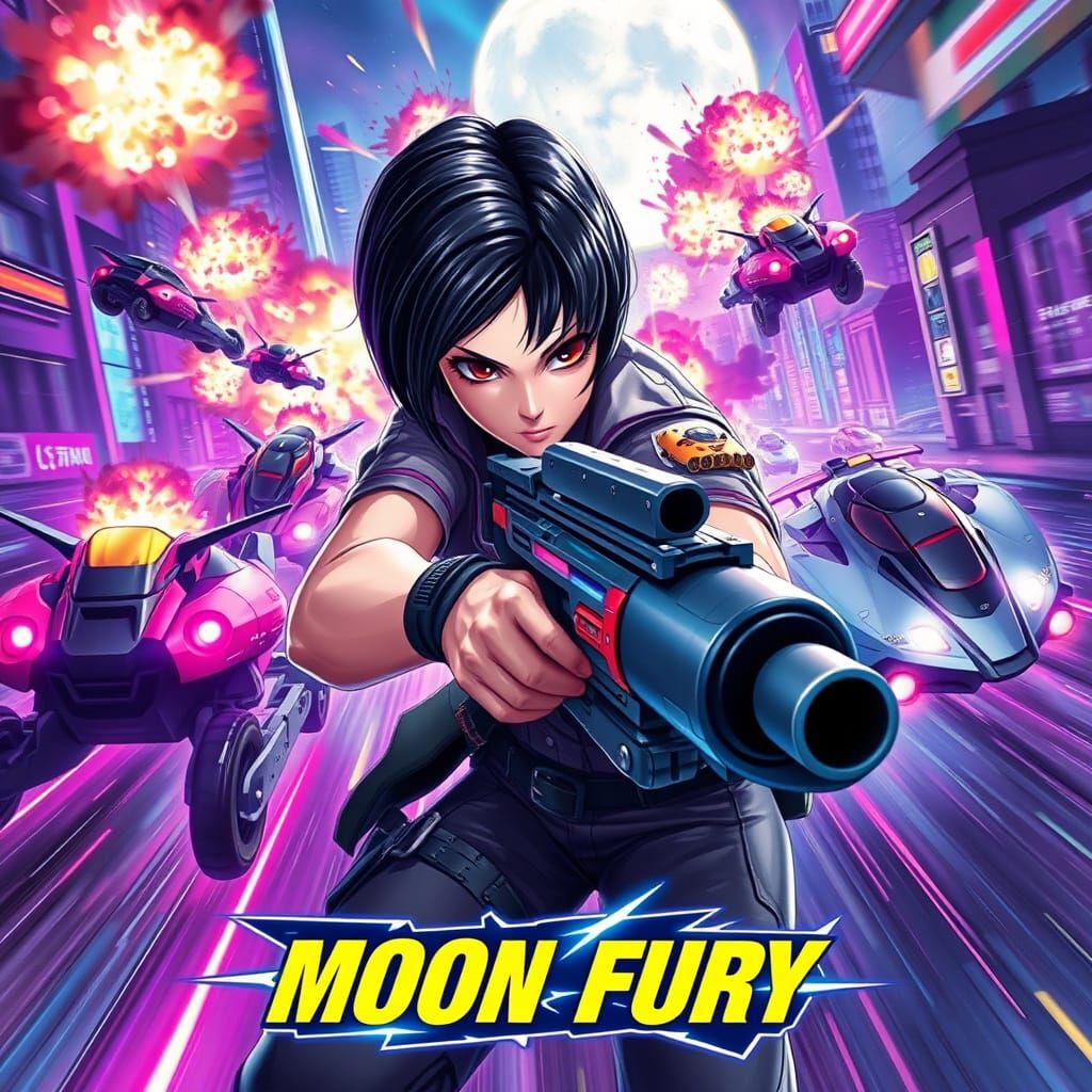 Cyberpunk Anime Game Cover: Moon Fury