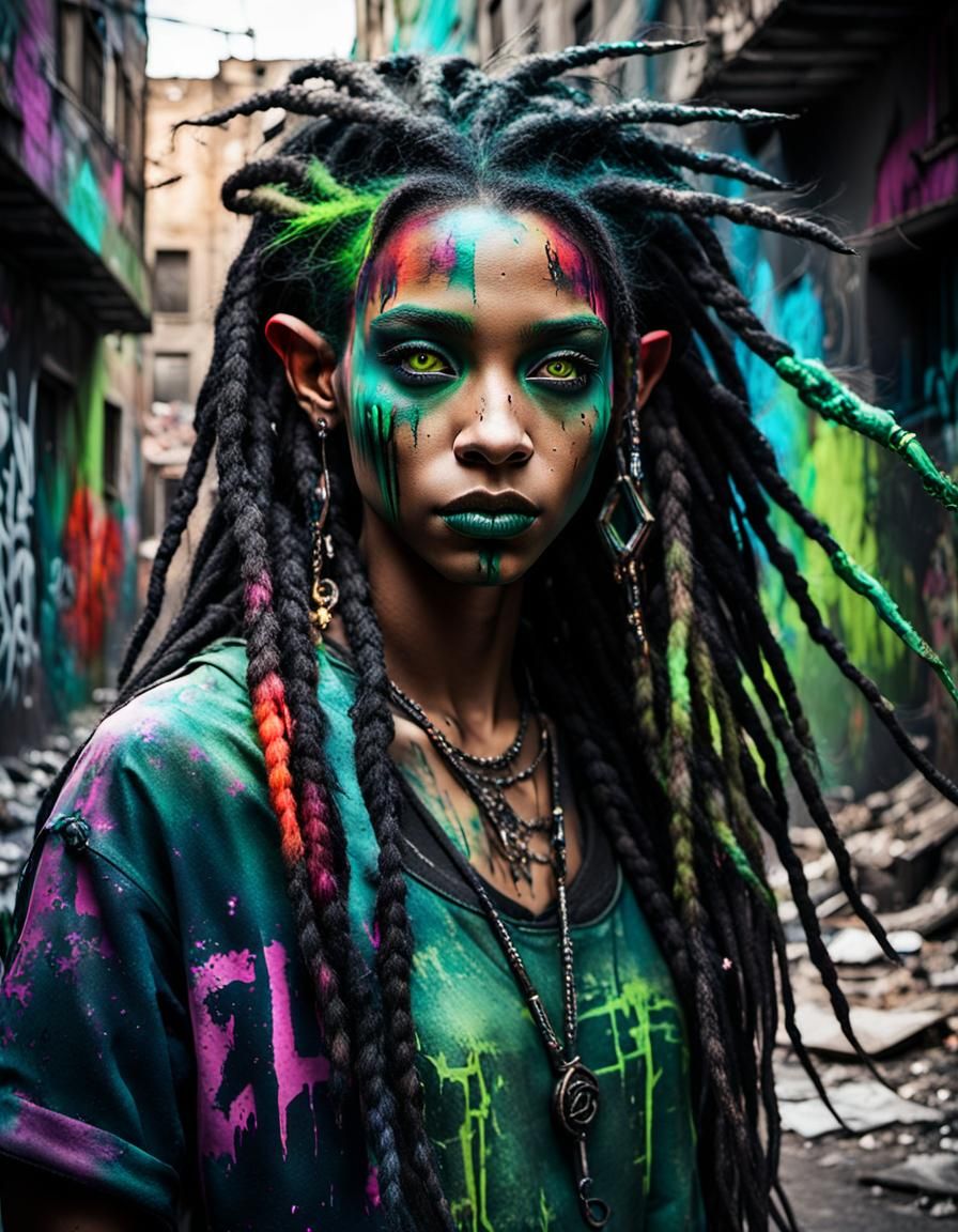 Elf Portrait in Post-Apocalyptic Expressionism