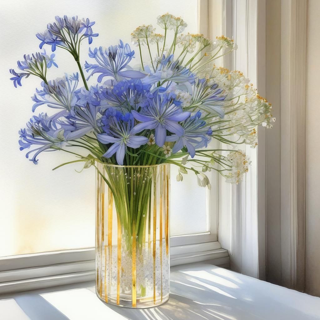 Agapanthus and wildflowers