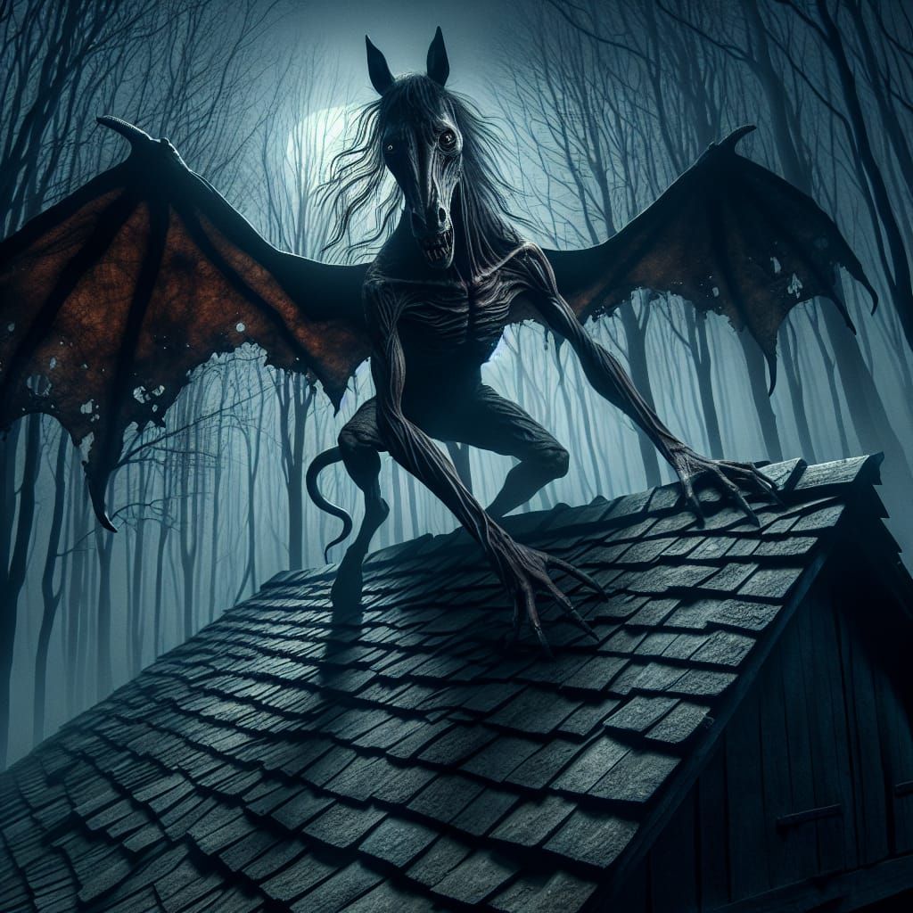 Creepy Horse-Headed Demon in Dark Forest: Digital Matte Pain...