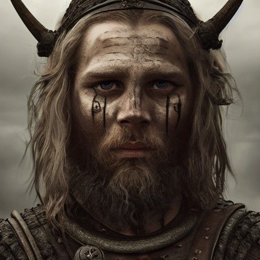 Viking Warrior in Stygian Armor: Detailed Matte Painting