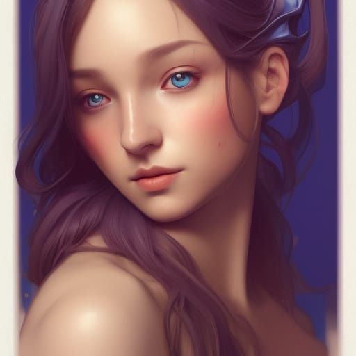 Detailed Dratini Pokemon Portrait in Art Nouveau Style