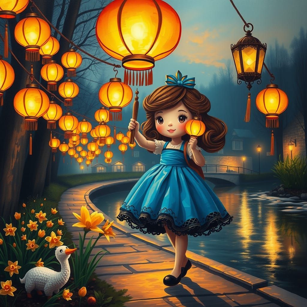 Glow of Lanterns in a Street Festival