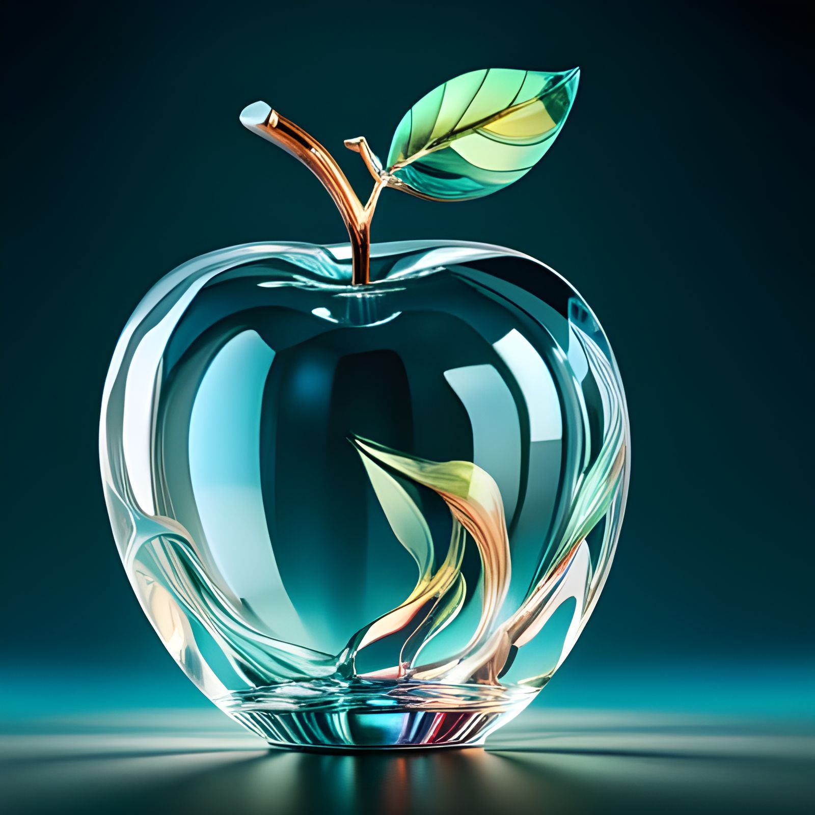 Shining Crystal Apple Figurine in Art Nouveau Style