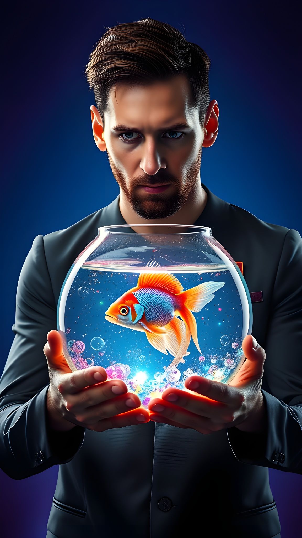 Messi and Confused Fish: Detailed Matte Painting