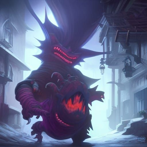 Gengar Emerges from Dark Alley in Detailed Painting