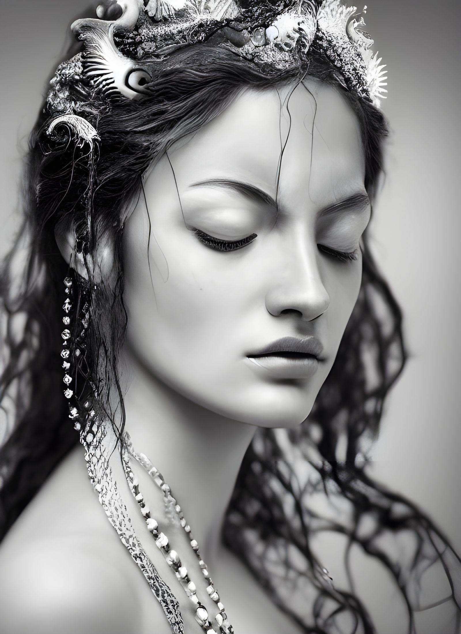 Detailed Portrait of a Sea Goddess in Hyperrealism