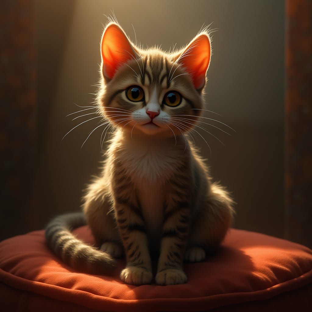 Whiskered Feline in Warm Ambiance
