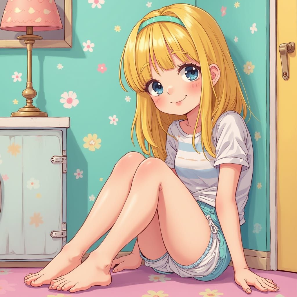 Teenage Girl in Diaper, Pop Surrealism Style