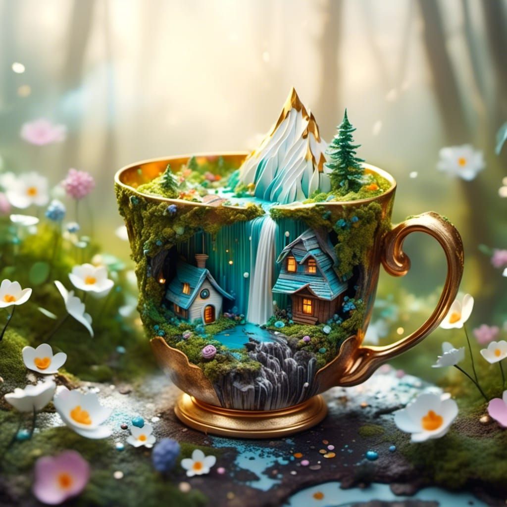 Magical Cupcake Hut Diorama in Spring Forest