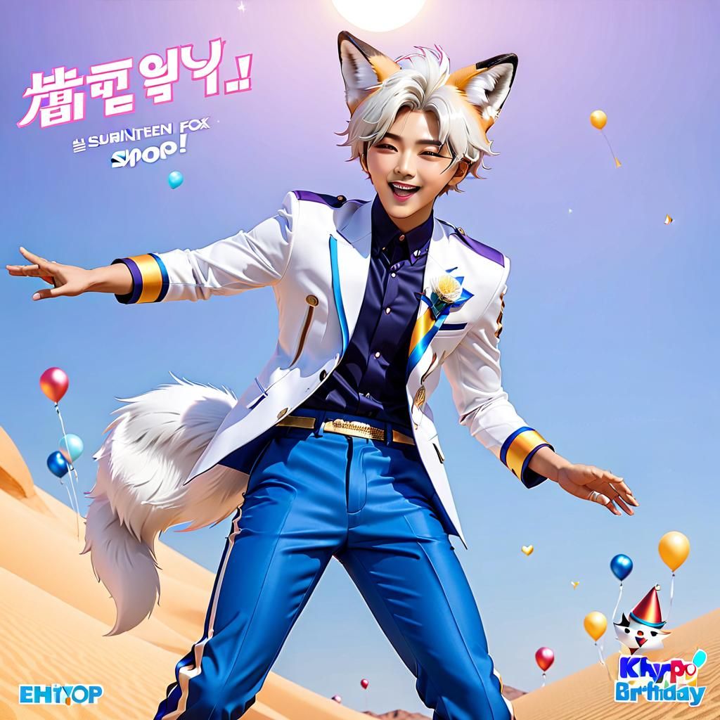 Cute Desert Fox Boy Singing Happy Birthday