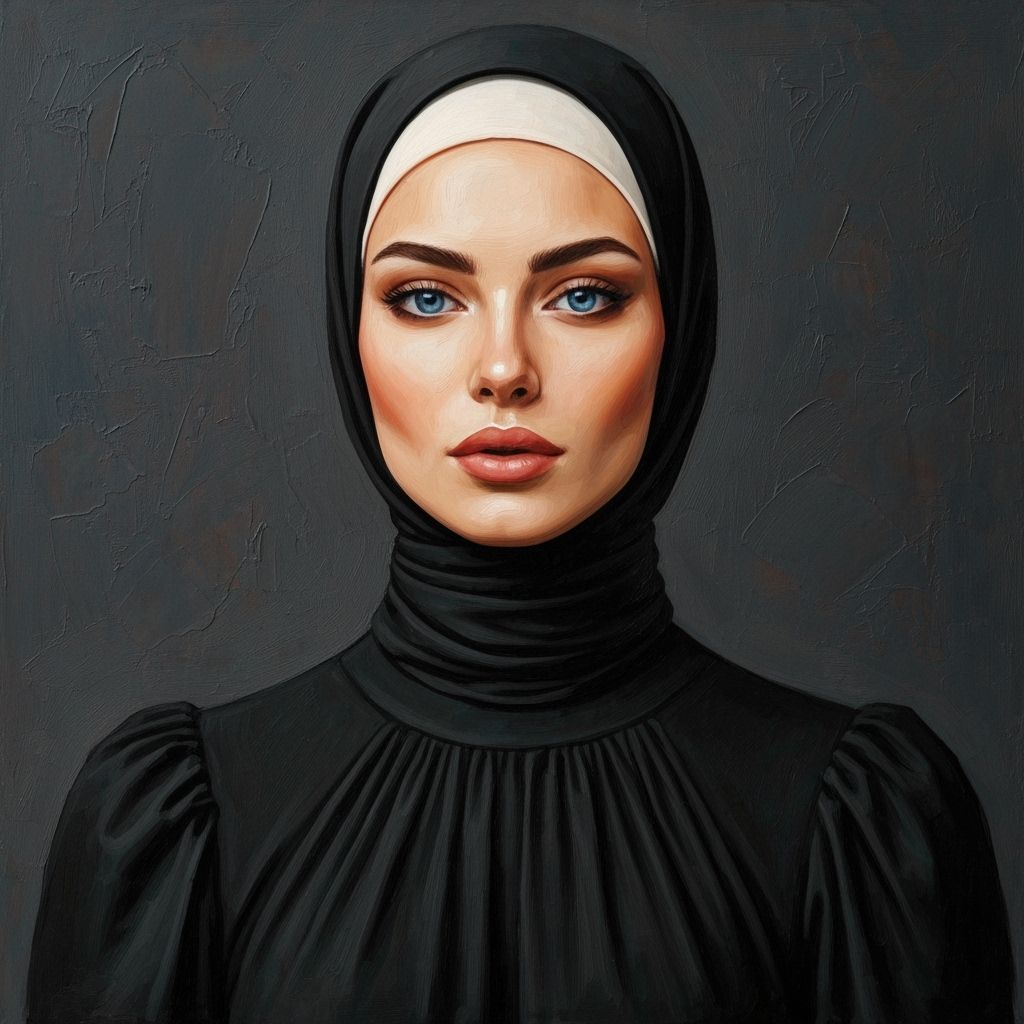 German Hijabi Woman Portrait in Neo-Impressionist Style