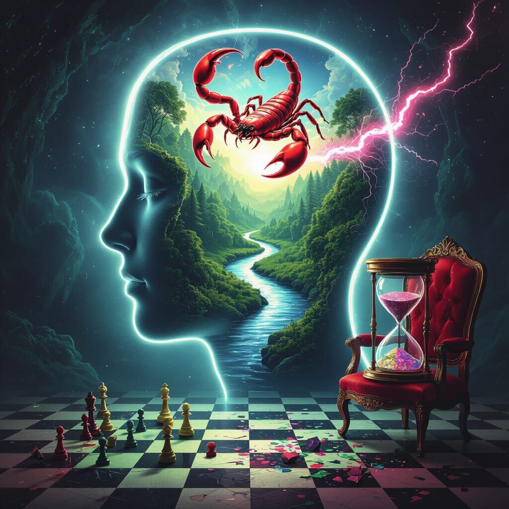 Surreal Human Silhouette Revealing Dream World