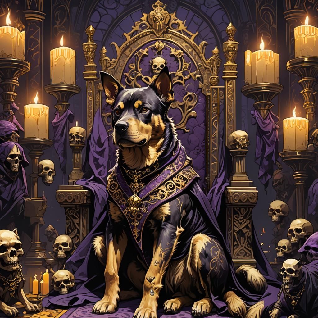 Dog Mafia Boss in Dark Fantasy Style
