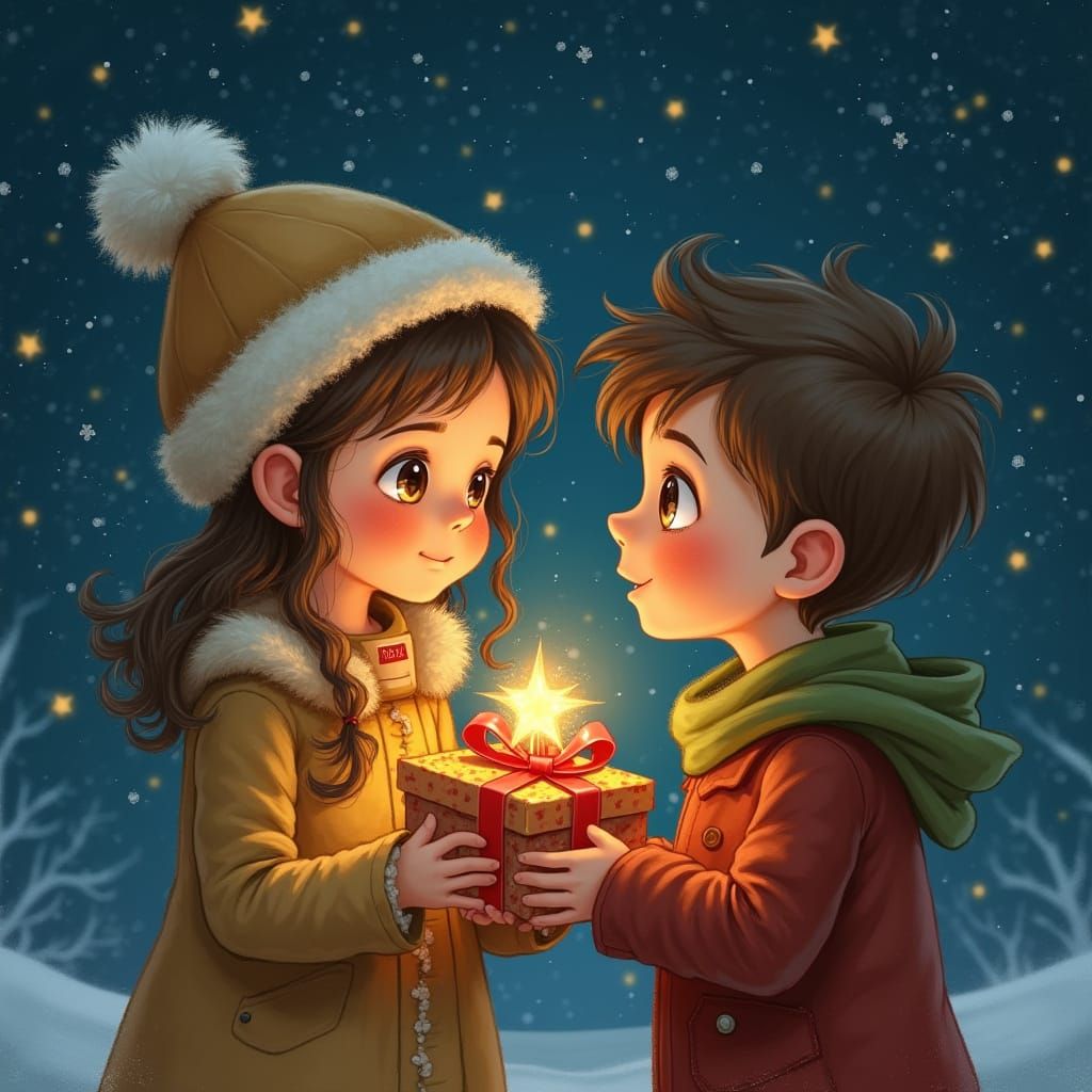 Whimsical Winter Gift in a Soft, Ethereal Glow