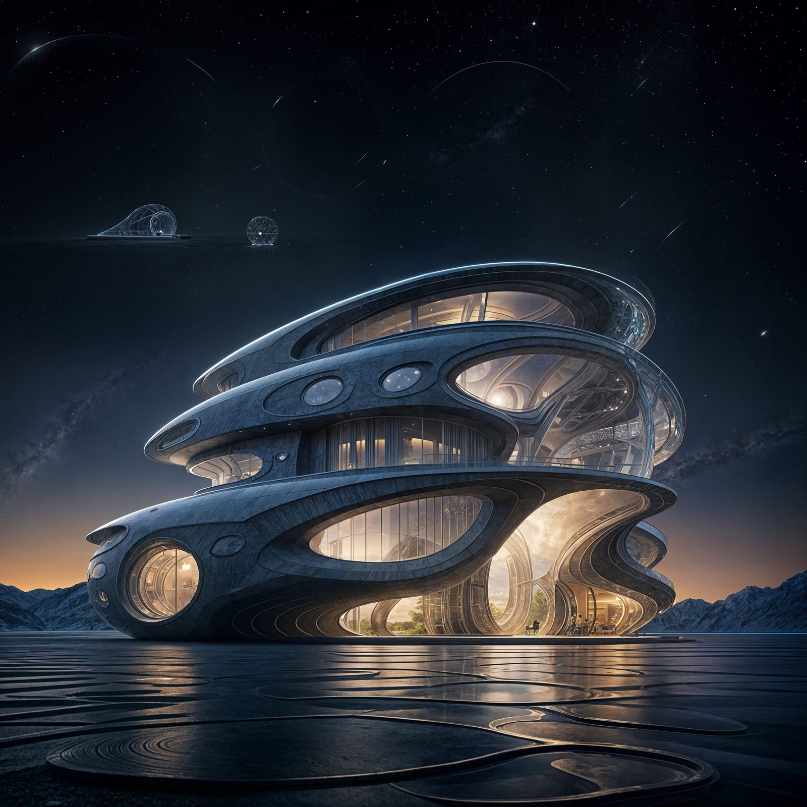 Sleek Futuristic Crystalline Residence