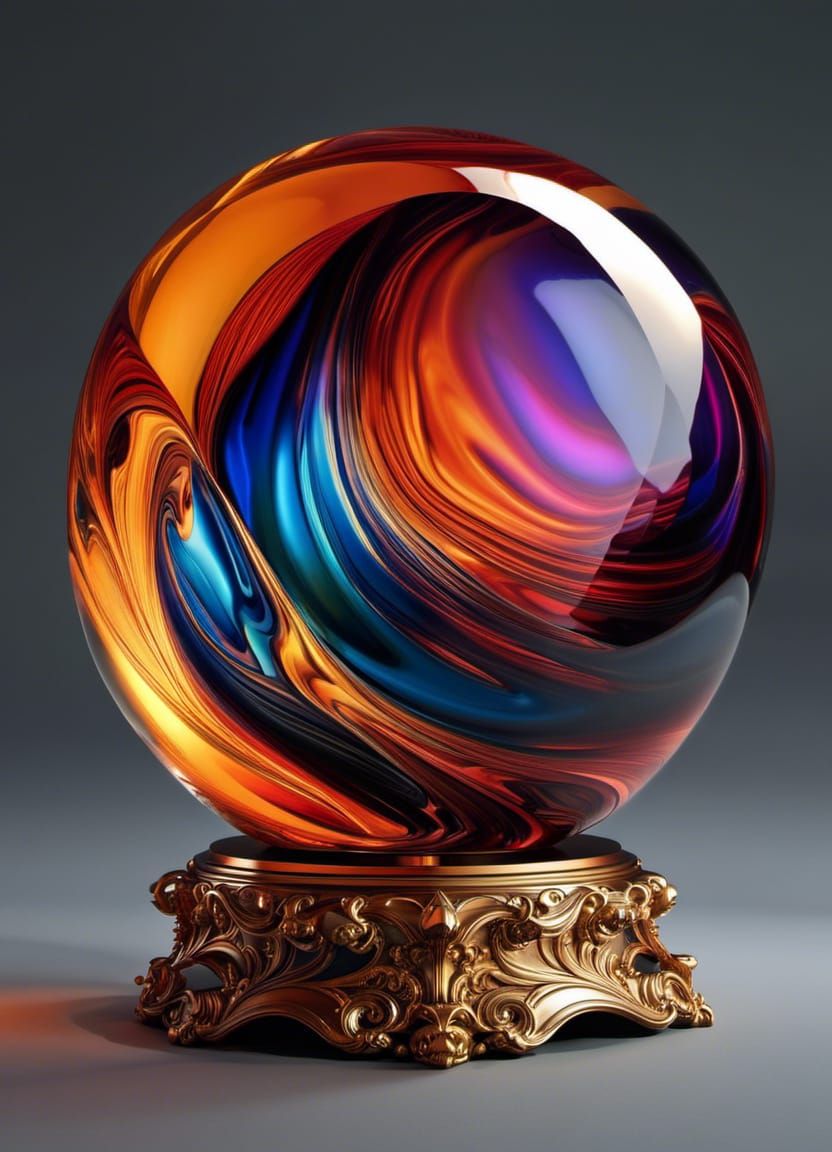 Fantasy Glass Sphere in Vivid Oil Painting Style