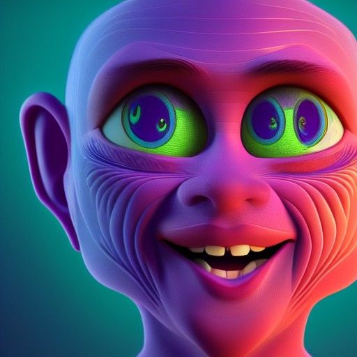 Pixar-Style 3D Digital Art with Radial Gradient