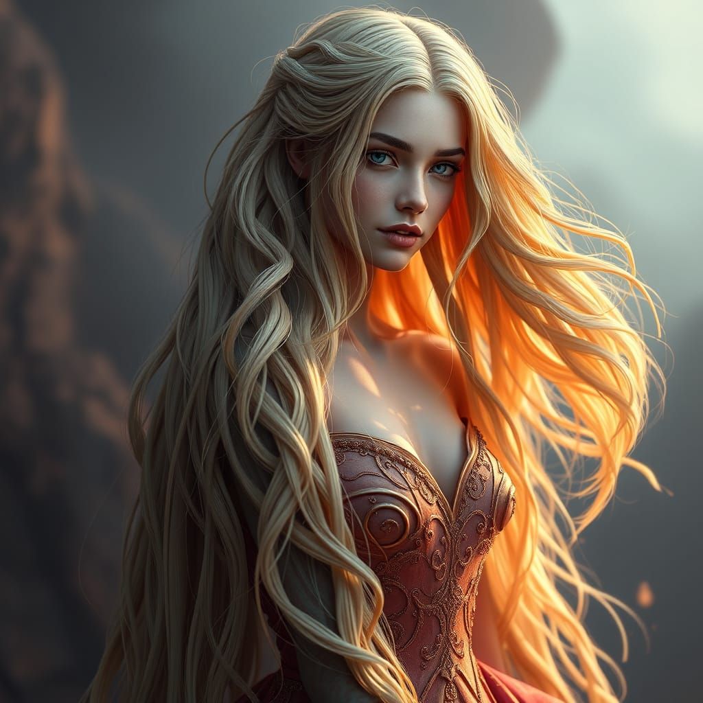 Ethereal Elven Enchantress in Vibrant Fantasy Attire