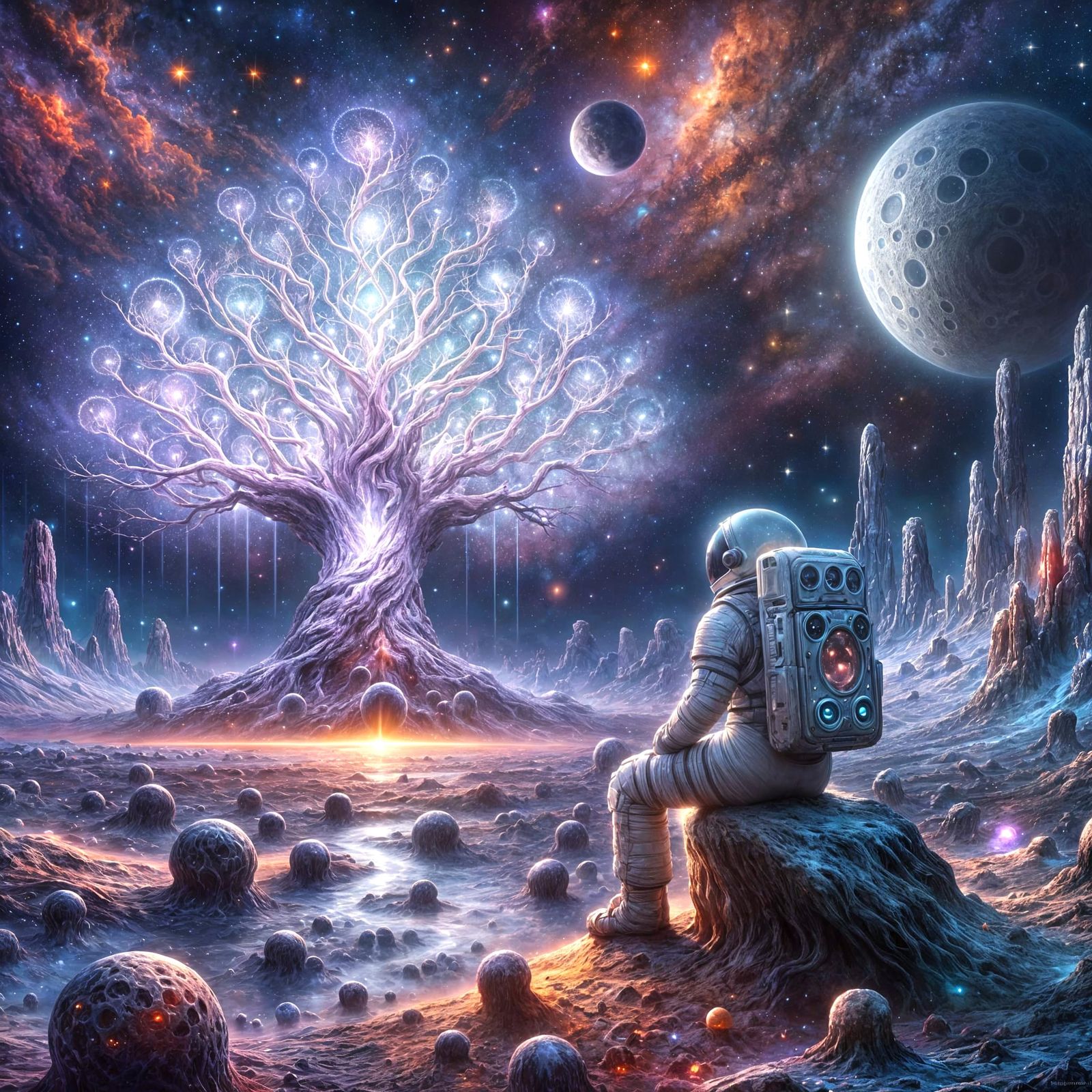 Astronaut Discovers Bioluminescent Crystal Tree on Alien Pla...