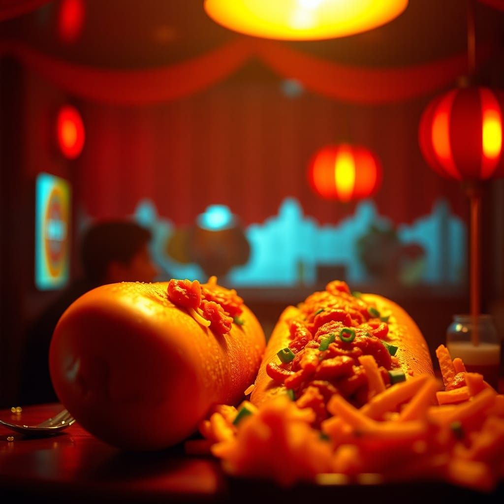 Hyper-Realistic Food Still Life in a Cartoon Style