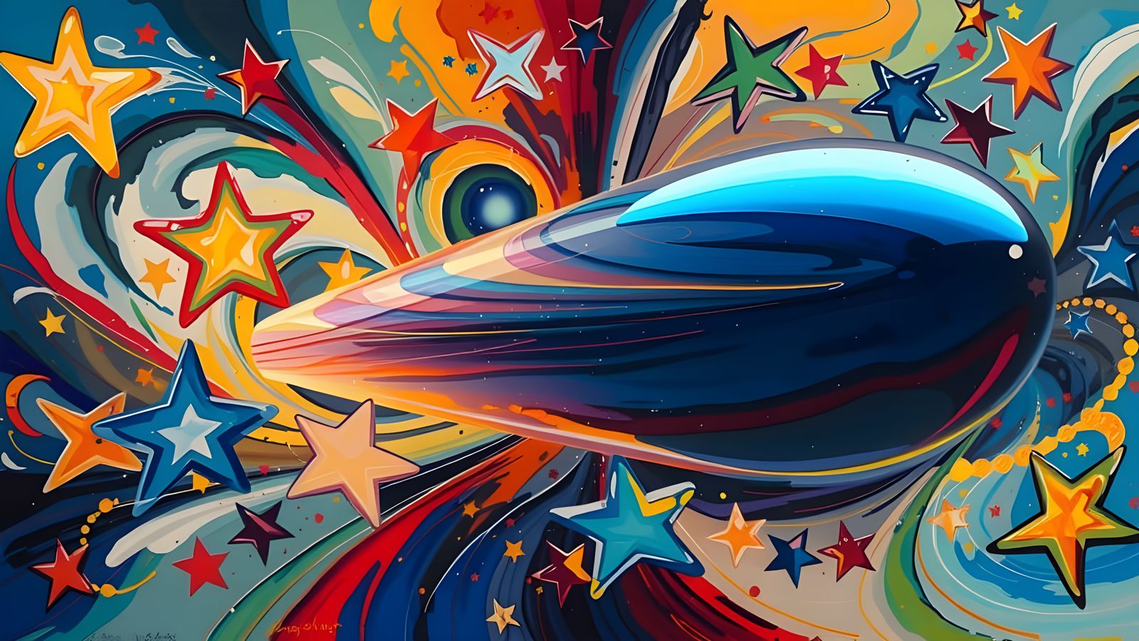 Surreal, High-Speed, Iridescent Metal Vortex in Vivid Oil Pa...