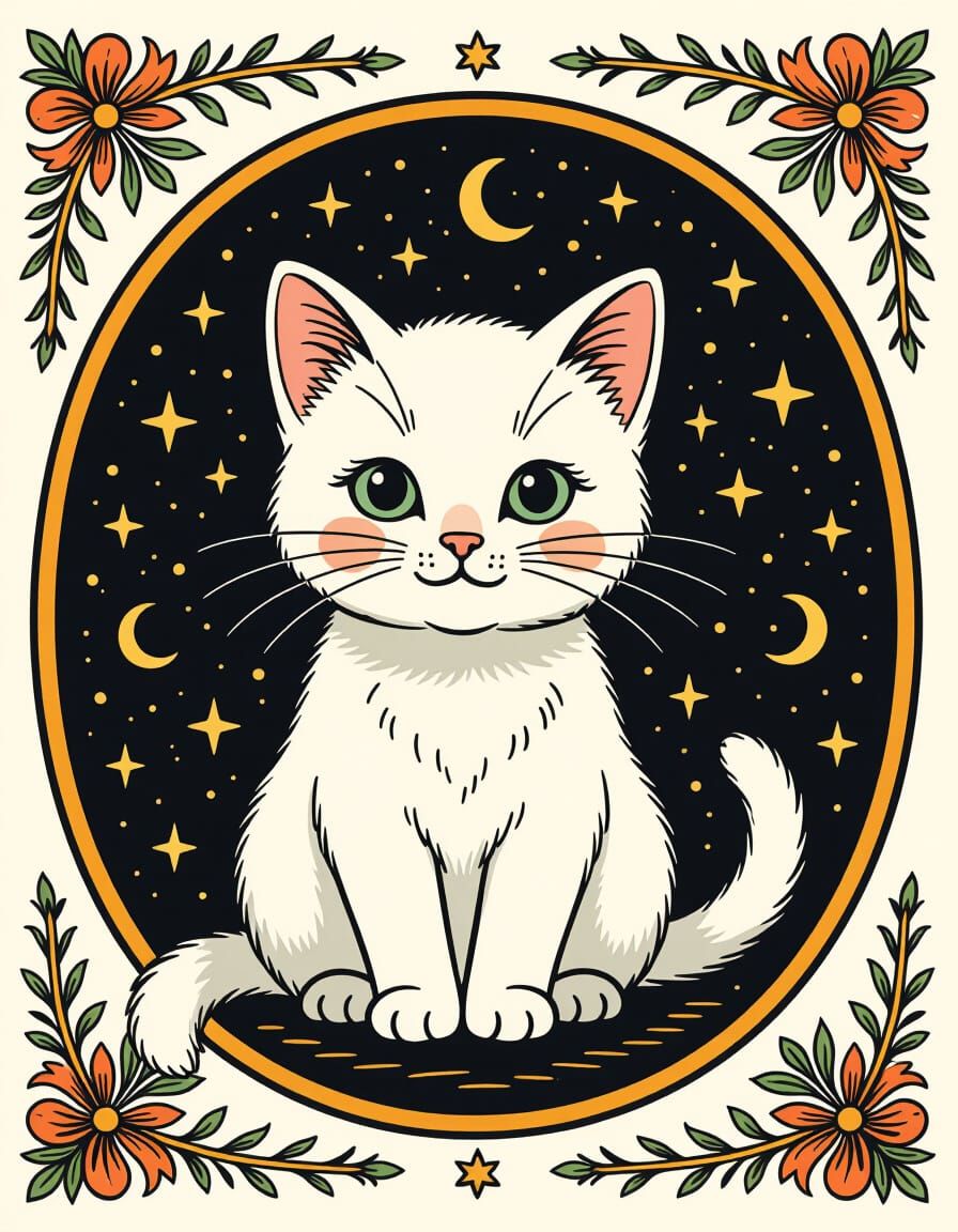 Coloring Book Kitten in Beatrix Potter Style