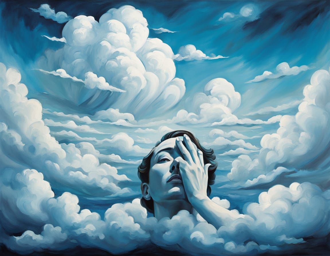 Surrealist Masterpiece of an Ears-Covered Face in Soft Focus