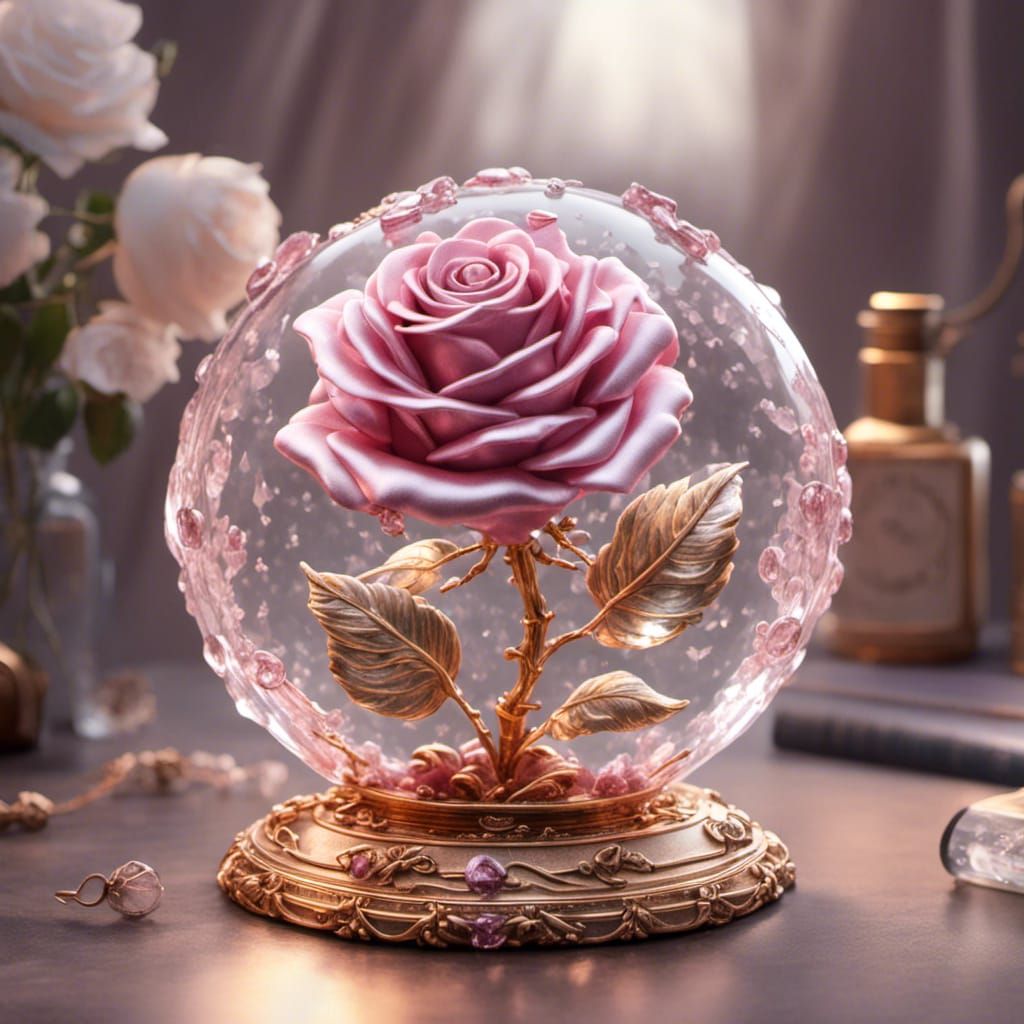 Crystal Glass Rose: Elegant Floral Art