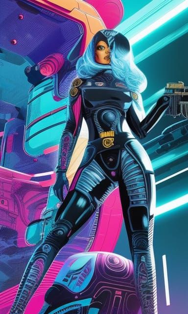 Sci-Fi Space Outlaw Cowgirl in Triadic Colors