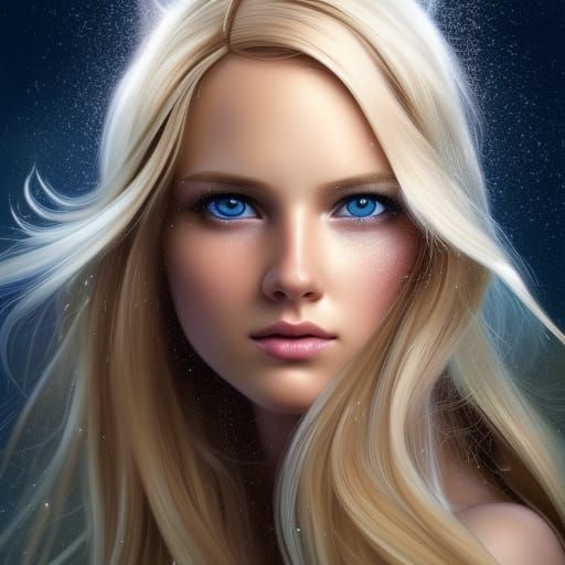 Blonde Beauty in Storm: Art Nouveau Portrait
