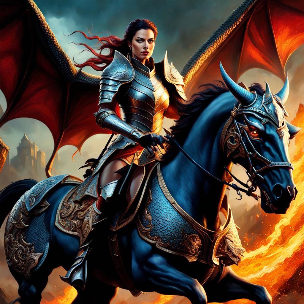 Allocer, Demon Duchess, as Lady Knight on Dragon Horse