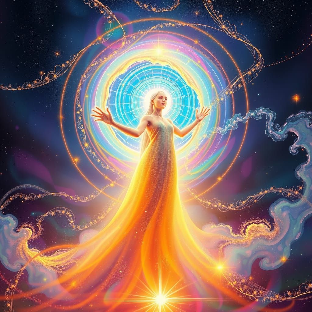 Luminous Being Emerges from Iridescent Vortex