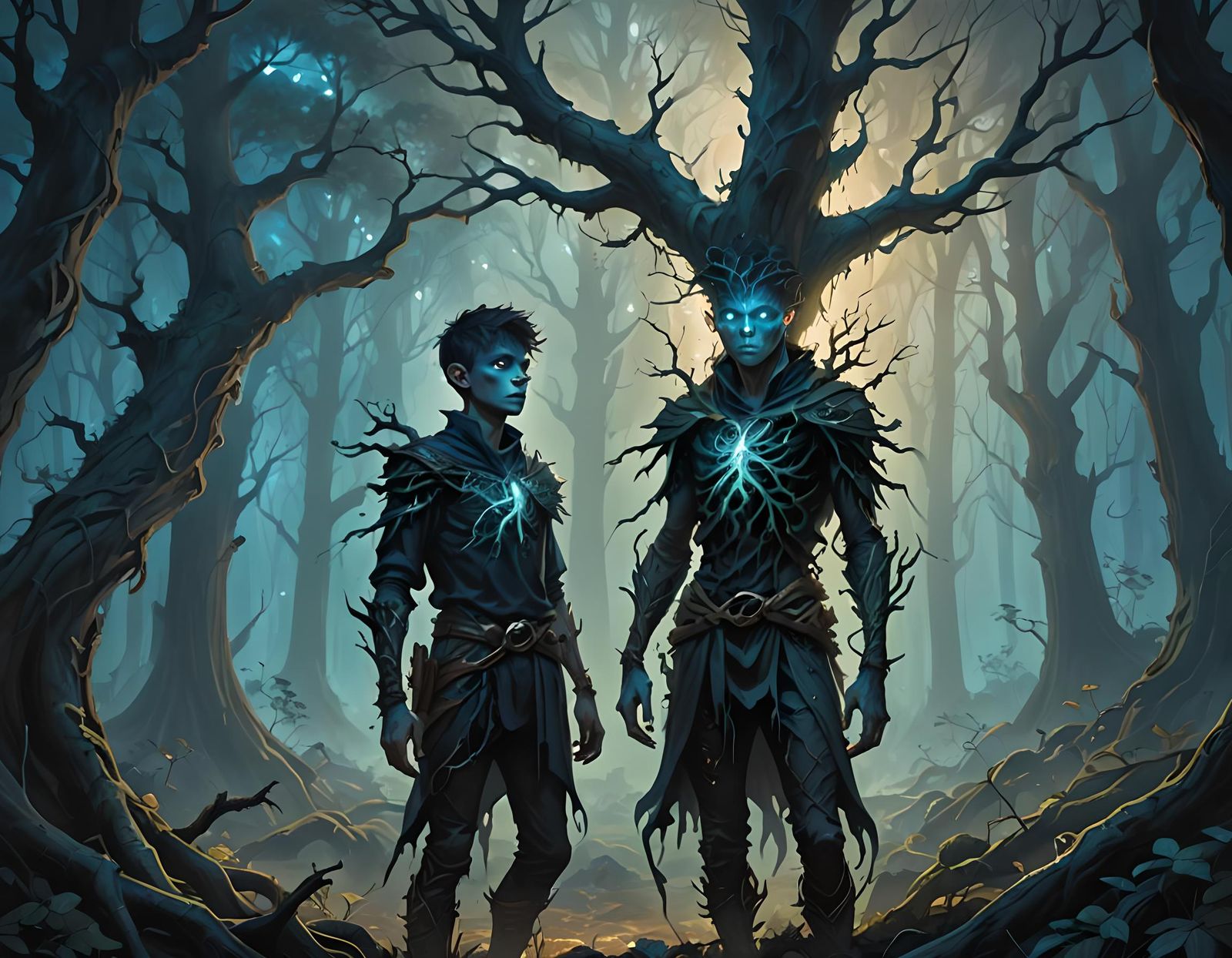 Undead Boy: Detailed Digital Watercolor Painting