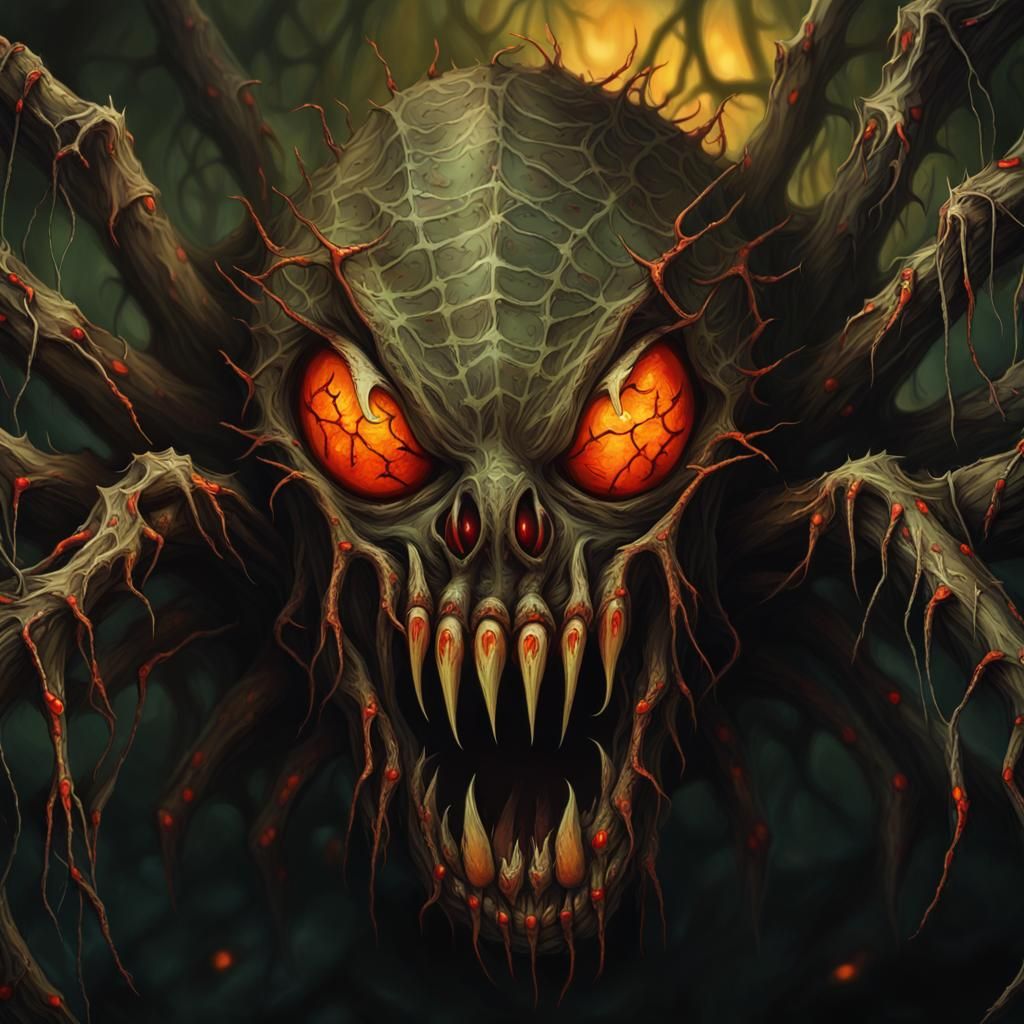 Grotesque Demon Spider Portrait in Dark Fantasy Style