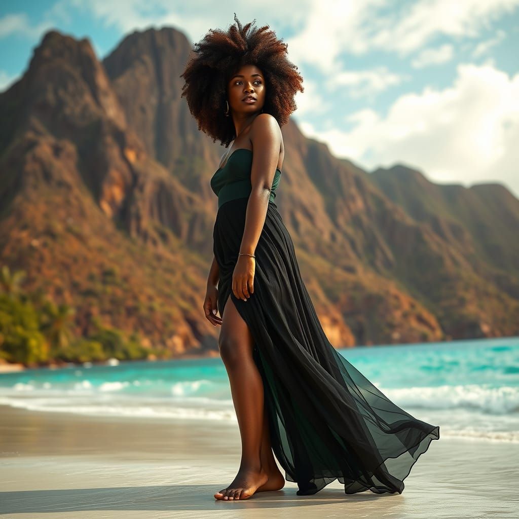 A beautiful woman on a tropical beach