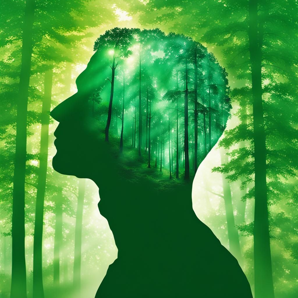 Man and Forest Double Exposure in Splash Art