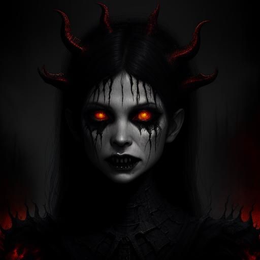 Demonic Woman Emerges from Lava: Dark Fantasy 3D Rendering