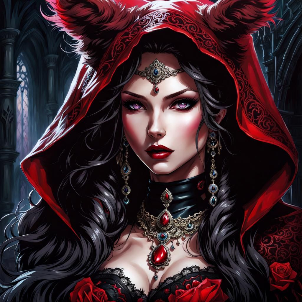 Gothic Belle Embraces Beast in Detailed Splash Art