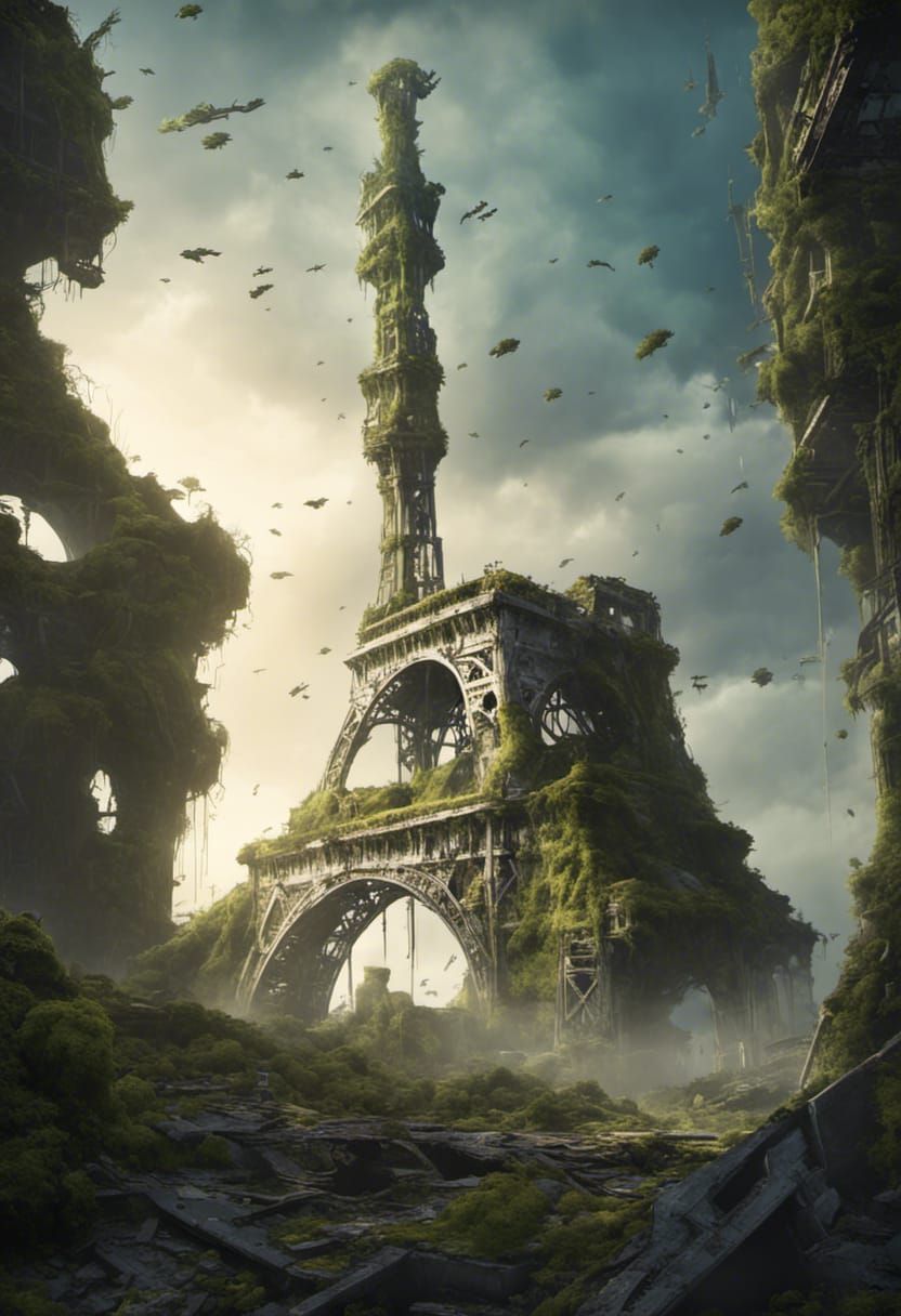 Post-Apocalyptic Ruin in Sci-Fi Pulp Style