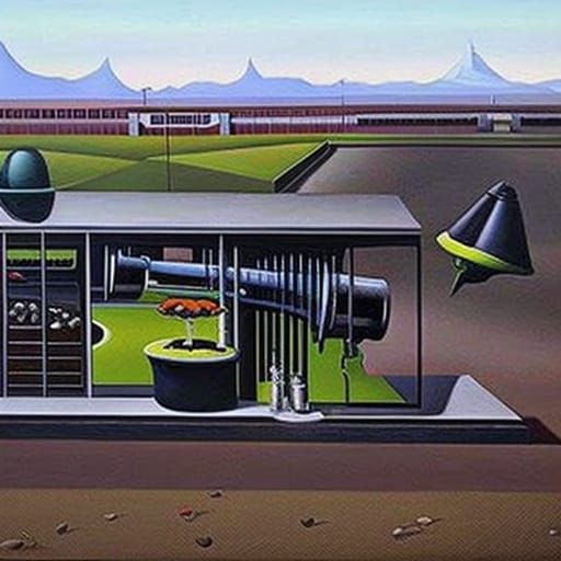 Surreal Regionalist Painting of the Daily Grind