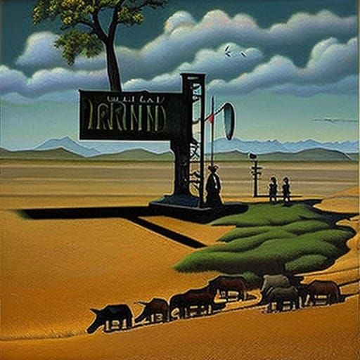 Surreal Regionalist Painting of the Daily Grind