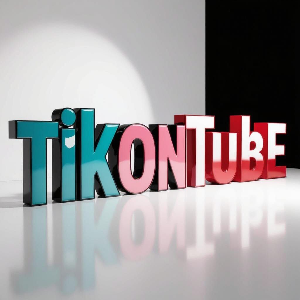 TikOnTube Bold 3D Logo - Fusion of TikTok & YouTube Styles