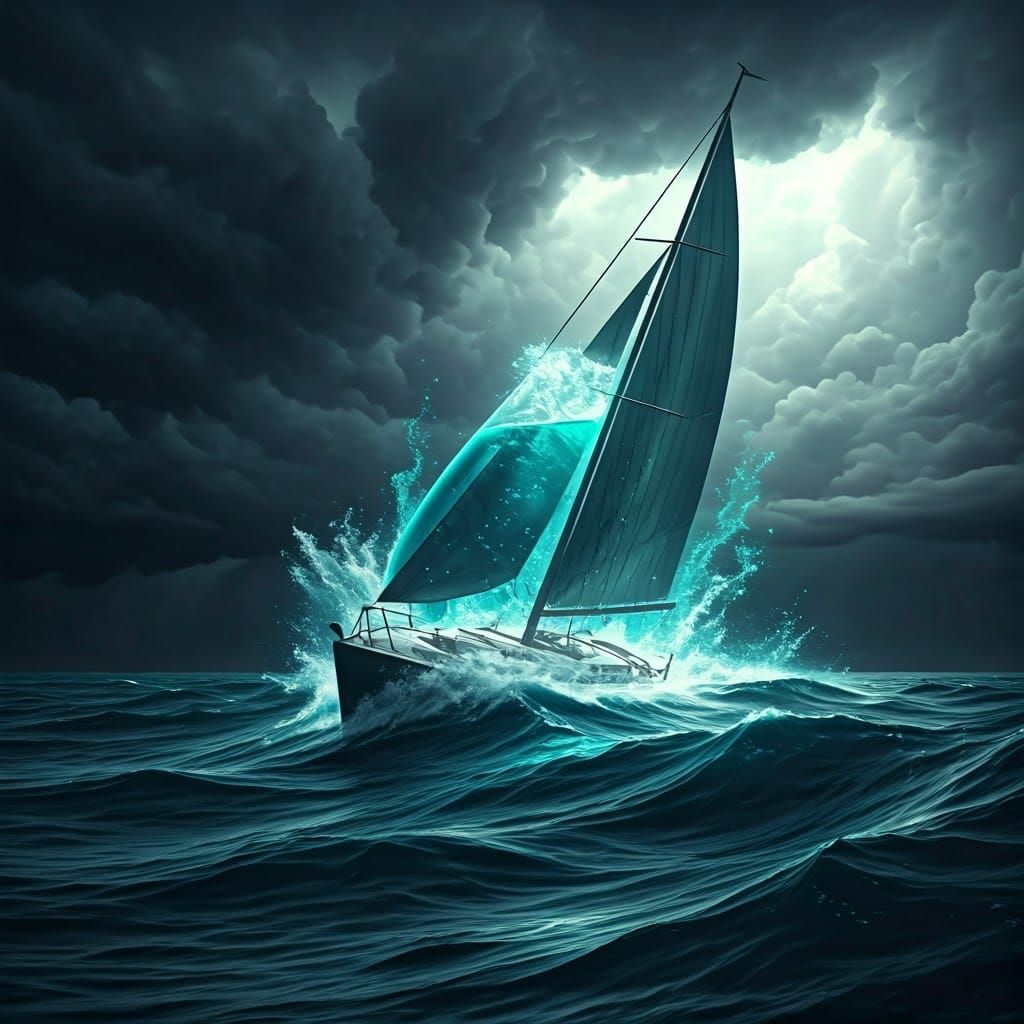 Wales-Shaped Sailboat Leaps from Stormy Sea