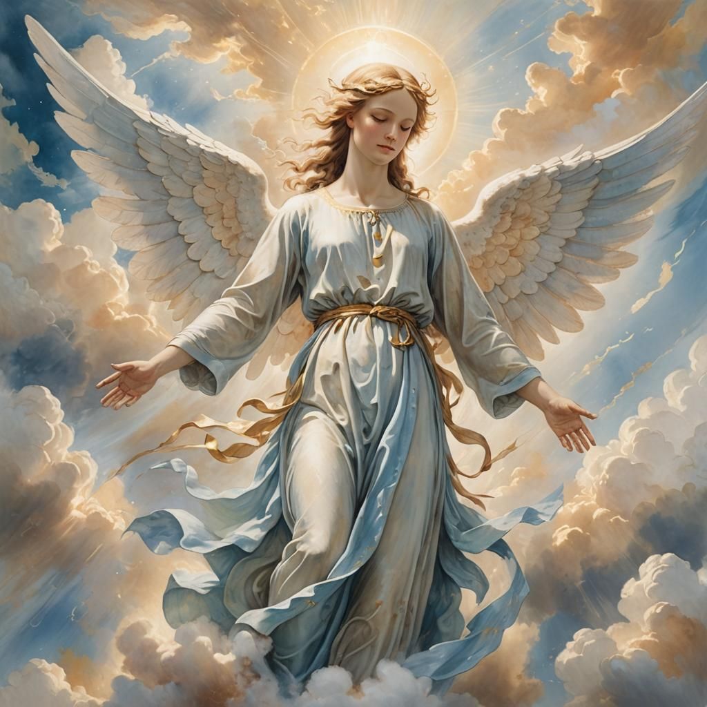 Angelic Figure in Divine Light: Ethereal Illustration