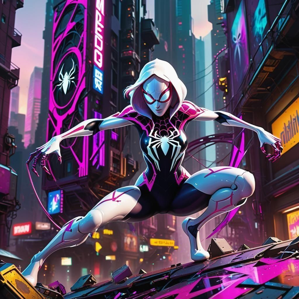 Spider-Gwen: Detailed 3D Digital Art