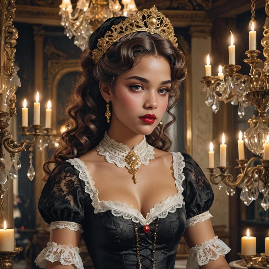 Lush French Maid in Art Nouveau Style